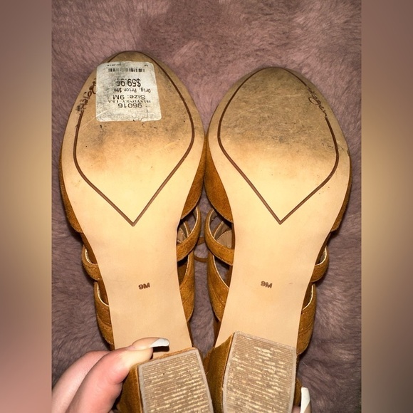 Halogen brown leather lace up block heel round toe heels sz 9 fall boho - Picture 5 of 13